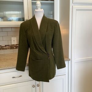 Isabelle Wen Olive Green Women's Blazer Size Medium Wool Blend